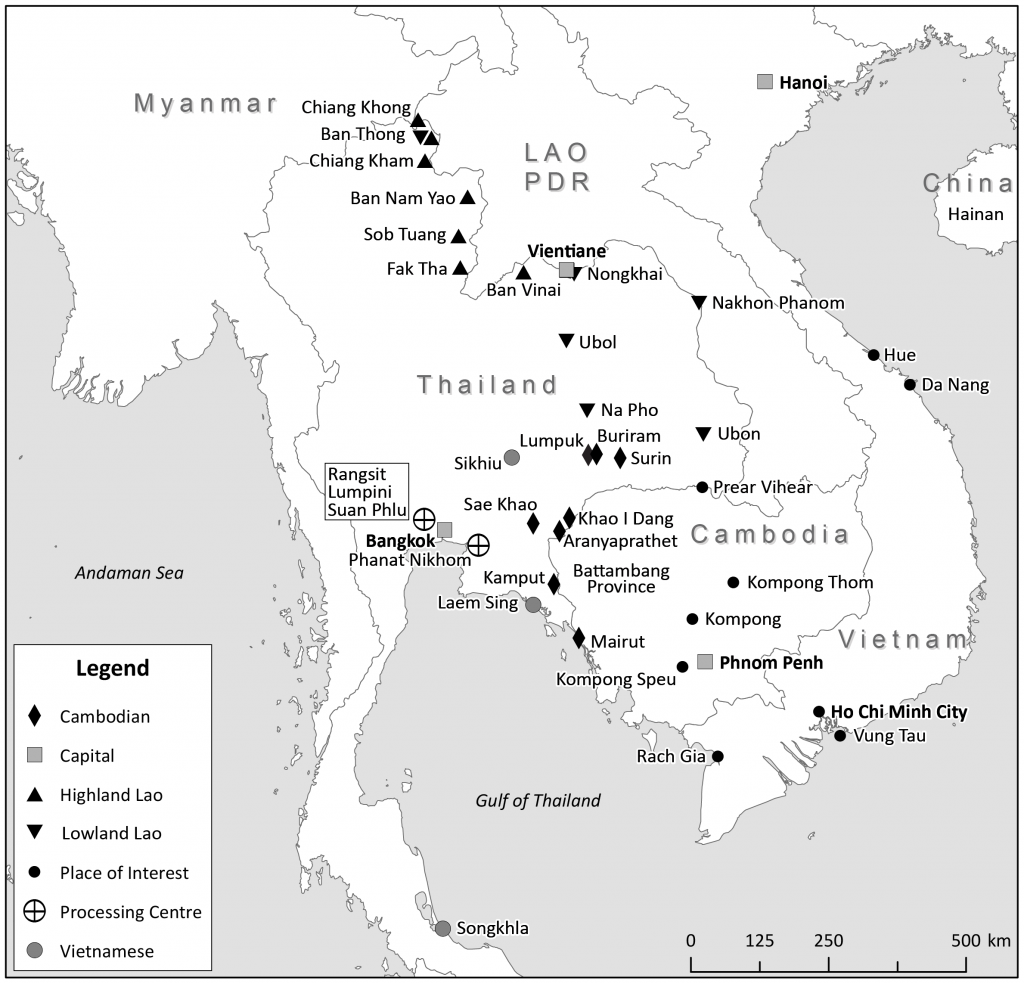 map of the refugee camps in Indochina